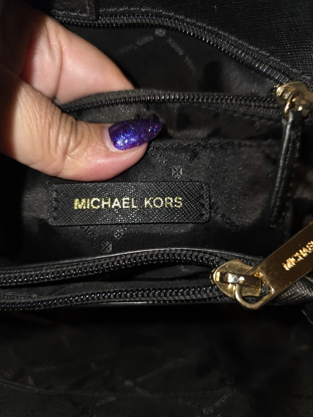 Michael Kors Black Floral Embossed Women's Tote Bag with Chain Straps